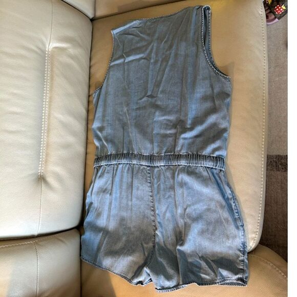 Allsaints Penny Playsuit Denim Color Surplice V-Neck Romper Size 8 - Picture 6 of 8